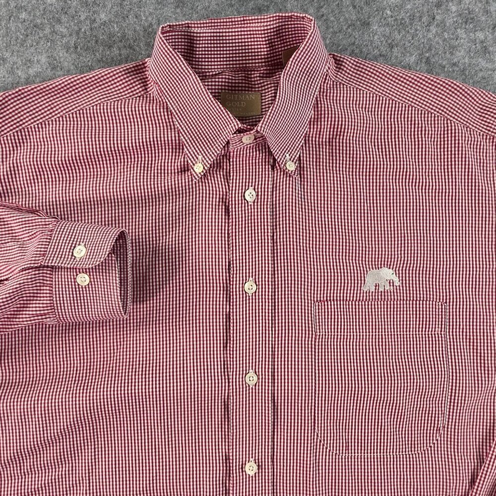Gitman Gold Men's XL Alabama Crimson Tide Elephant Logo Check Button Down